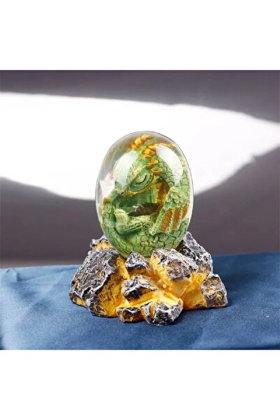 Choice8 بيضة ديناصور من الراتنج مع قاعدة، بيضة تنين من الحمم البركانية، بلورا...
