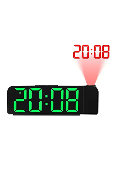 choice2 Black-Green USB Powered Projection Alarm Clk TEMP Date Night Mode Pow...