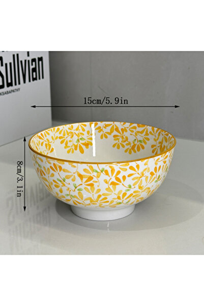 choice2 وعاء سيراميك أصفر كبير السعة 6 بوصات بنقشة زهور البحار الأربعة، مناسب...