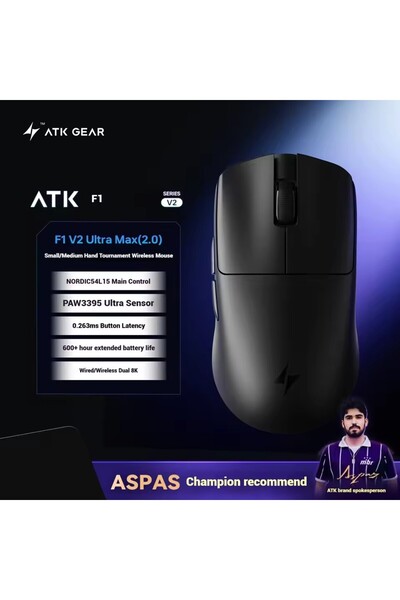 Choice F1V2 ULTRA MAX Black ATK F1 V2 Wireless Gaming Mouse Tri-mode PAW3950U...