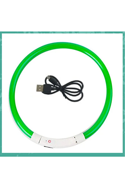 Choice3 M-50cm Green LED dog collar, USB rechargeable illuminated pet dog col...