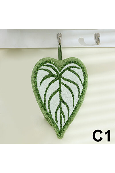 Choice12 Style12 Leaf-Shaped Hanging Hand Towel Soft Coral Fleece Tea Towels ...