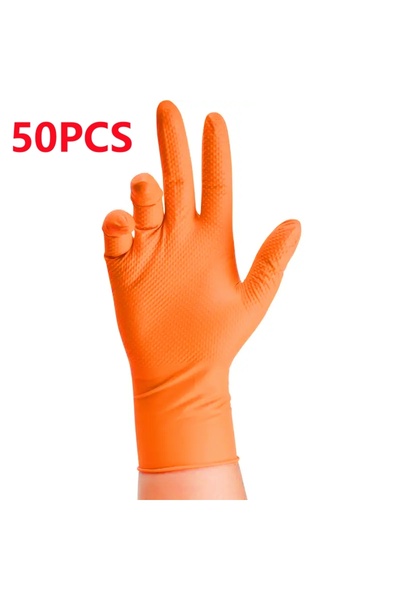 Choice4 XL Diamond Orange 50PCS 8Mil Heavy Duty Black Nitrile Gloves Diamond ...