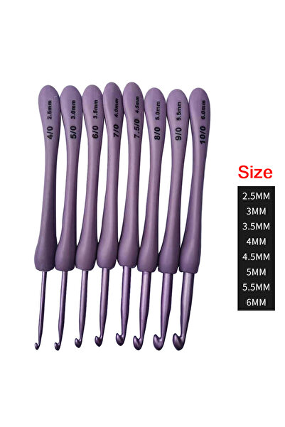 Choice 8Pcs/Set 2.5-6.0mm Purple Crhet Hooks Set Craft Weaving Knitting Hooks...