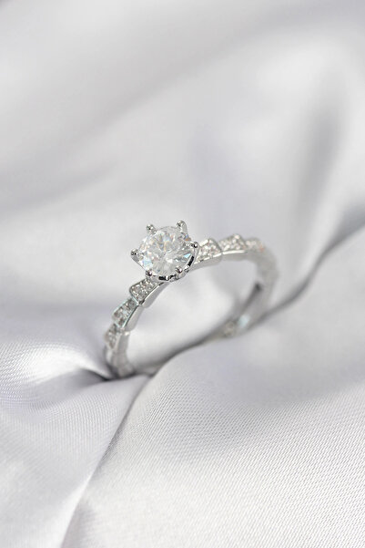 Eco Lounge Silver Color Zircon Stone Single Stone Model Women's Ring