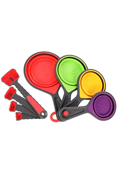 Choice1 8Pcs Random Color 4/8Pcs Silicone Measuring Cup Measuring Spoon Colla...