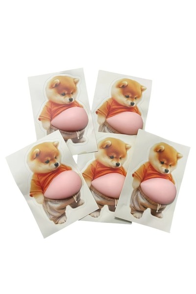 choice2 SsGT-5PCS 3D Shiba Inu Dog Belly Sticker - Cute puppy wearing orange ...