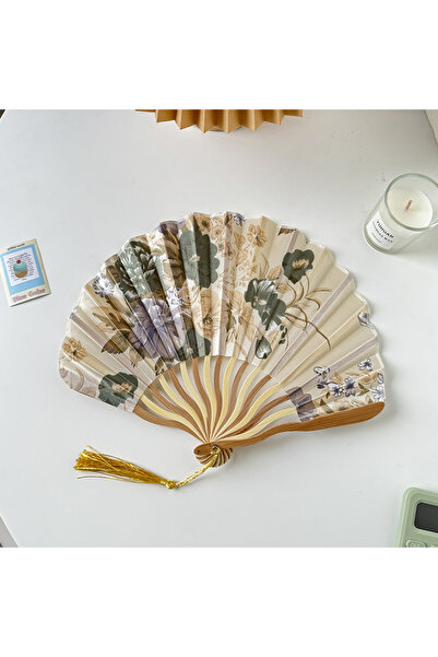Choice B Gold Chinese Japanese Style Silk Fan Folding Fan Wedding Fan Art Gif...