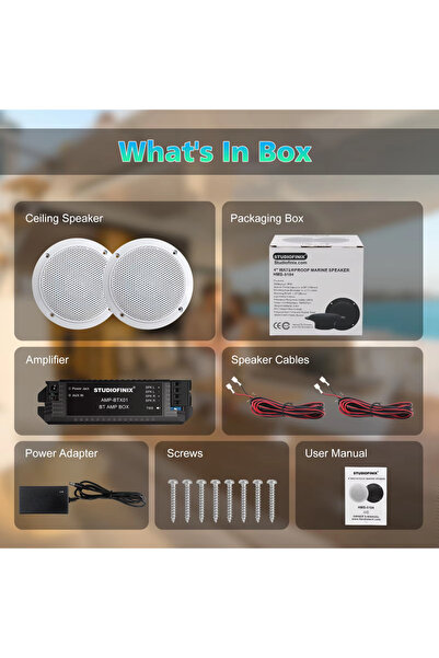 Choice7 Amplifier Sets EU Plug white STUDIOFINIX 2PCS 4" Waterproof Ceiling B...