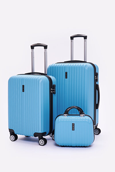 ELATAE 3'lü Valiz Seti Kırılmaz Valiz Orta - Kabin Boy ve Makyaj 1020