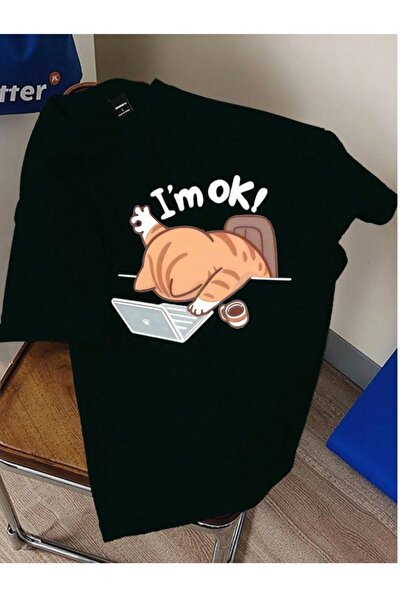 Joetsu Tricou unisex oversize cu imprimeu I am OK - Tricou oversize cu imprimeu