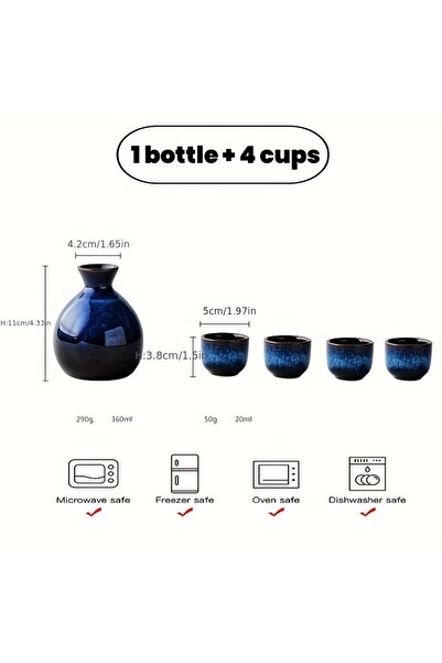 Choice 5pcs set 5PCS/ Set Japanese Sake Blue Mini Ceramic Flask Decoration Fu...