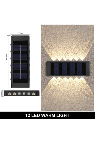 Choice L Solar Wall Lamp Outdoor 8/10/12LEDs Warm Light Waterproof Up And Dow...
