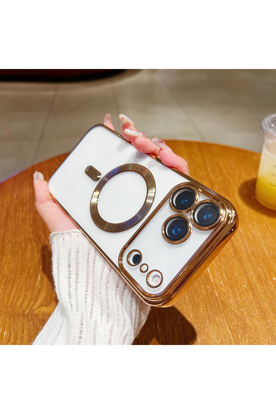 Choice26 iPhone17 Pro Gold Luxury for Magsafe Plating Soft Silicone Case for ...