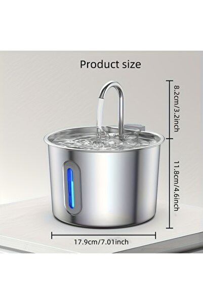 choice2 موزع مياه للحيوانات الأليفة من الفولاذ المقاوم للصدأ سعة 2.2 لتر، ناف...