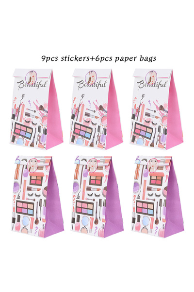 Choice as picture 6pcs 6Pcs Make Up Theme Gift Candy Bags With Stickers Happy...
