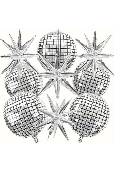 Choice 9 قطع من كرات الديسكو الفضية المعدنية الكبيرة رباعية الأبعاد المصنوعة ...