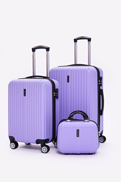 ELATAE 3'lü Valiz Seti Kırılmaz Valiz Orta - Kabin Boy ve Makyaj 1020