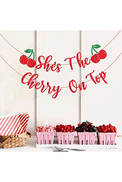 Choice لافتة حمراء لحفل توديع العزوبية بعنوان "هي الكرزة على القمة" - زينة لح...