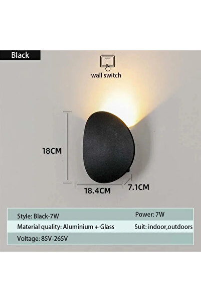 Choice 7w Warm White (2700-3500K) black Outdoor LED wall lamp waterproof balc...