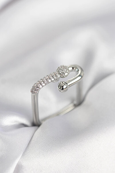 Eco Lounge Silver Color Zircon Stone Tiffany Model Square Women's Ring