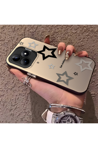 Hontinga حافظة هاتف Realme C53 متوافقة مع نمط النجوم من السيليكون ذات حافة صل...