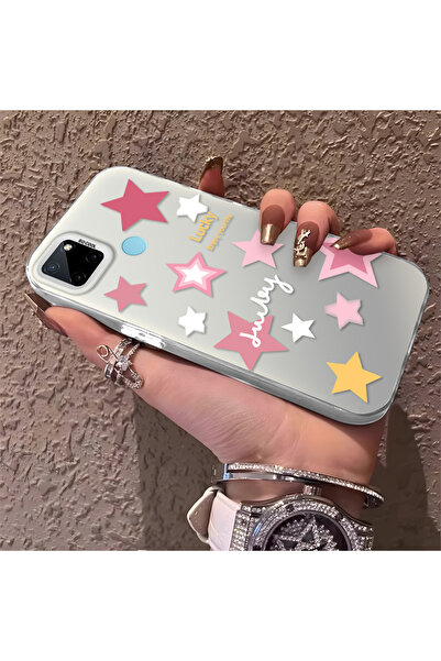 Hontinga حافظة هاتف Realme C21Y متوافقة مع نمط النجوم الملونة من السيليكون ذا...