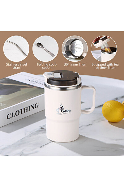 choice2 كوب قهوة معزول سعة 550 مل، لون بيج، مصنوع من الفولاذ المقاوم للصدأ 30...