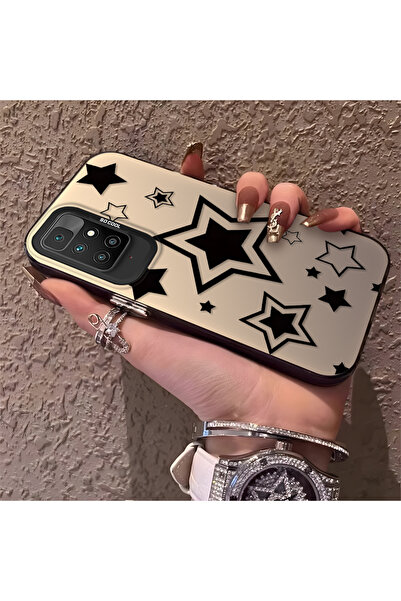 Hontinga حافظة هاتف من السيليكون متوافقة مع Redmi 10، مزينة بنمط النجوم، وحاف...