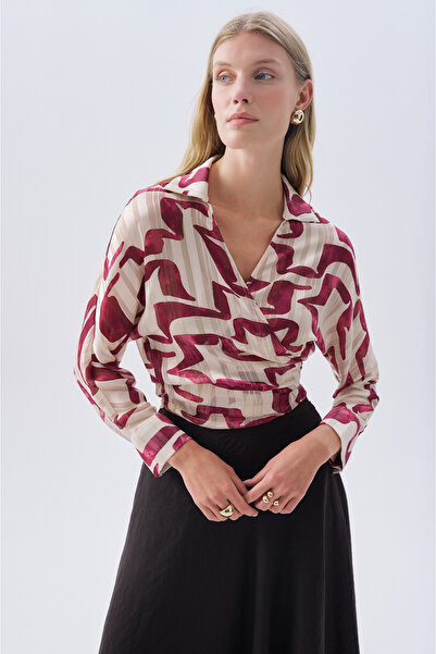 Mudo Patterned Loose Fit Tie-Up Blouse