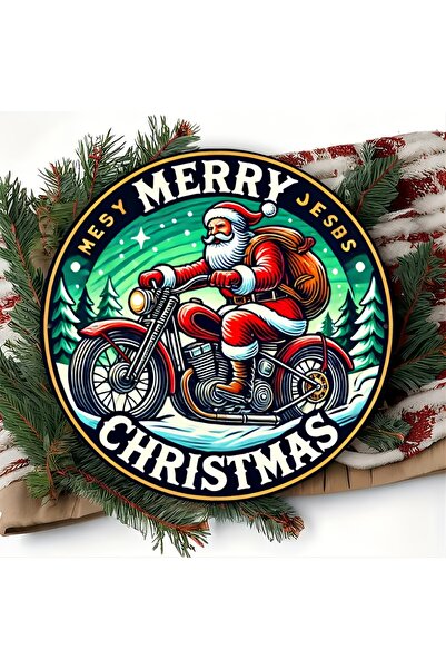 Choice 8x8inch(20x20cm) black Santa Claus on Motorcycle Aluminum Tin Sign - 8...
