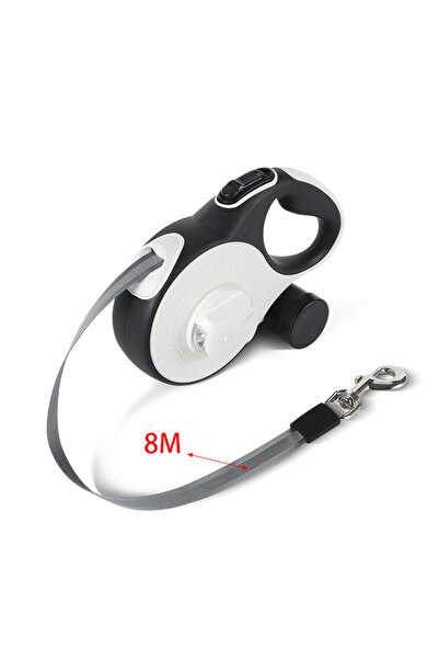 Choice Black-8M 5M/8M Dog Leash with Poop Bag Dispenser Automatic Roulette To...