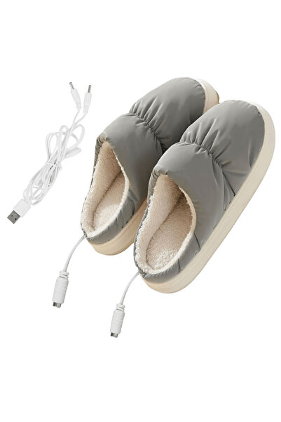 Choice GRAY Electric Heating Shoes USB Heated Slippers Foot Warmer Boots Heat...