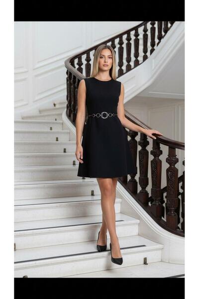 CKM MODA Rochie mini evazată cu detaliu curea Noire, neagră