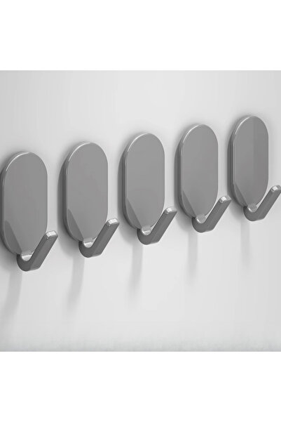 choice2 5pcs Gray Heavy Duty Adhesive Hooks No Drill Wall Hangers for Door Ba...