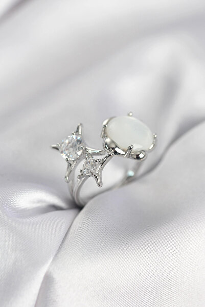 lowell home خاتم نسائي موديل نجم القطب باللون الفضي