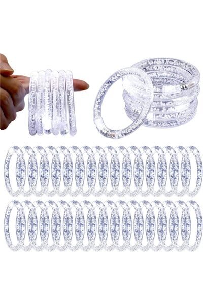 Choice 36pcs White 24/36Pcs White LED Light up Bracelets Bulk Glow Bracelets ...