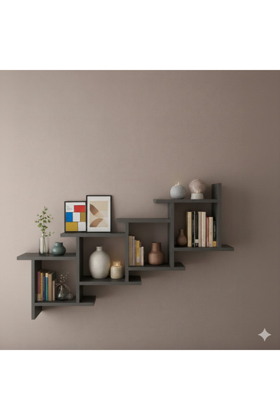 Çamsan Rafixa Atlas Çam MDF Kademeli Çapraz Duvar Rafı - Modern Kitaplık ve D...