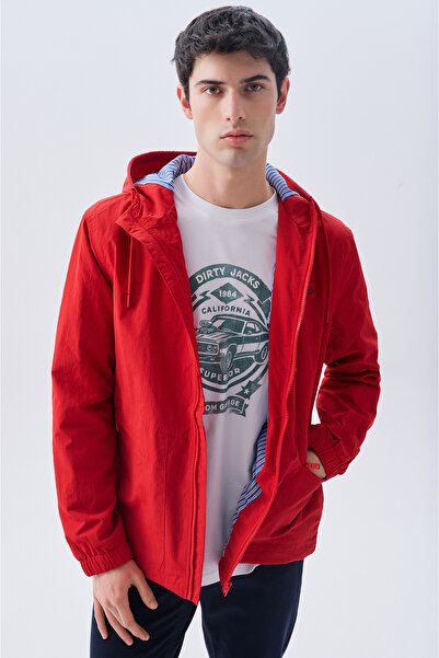 Mudo معطف واق من المطر بغطاء للرأس مطرز