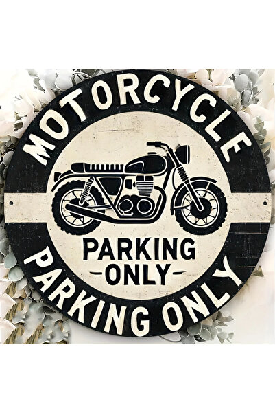 Choice لوحة ألومنيوم عتيقة مقاس 20×20 سم، تحمل شعار "موقف الدراجات النارية فق...