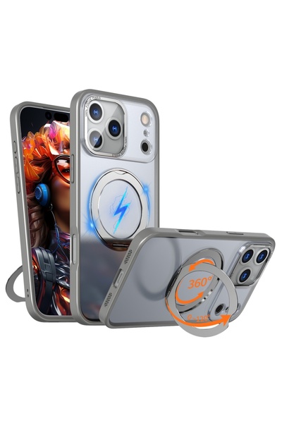 Choice17 غلاف هاتف فاخر بلون رمادي تيتانيوم لهاتف iPhone 17 Pro Max مزود بحام...