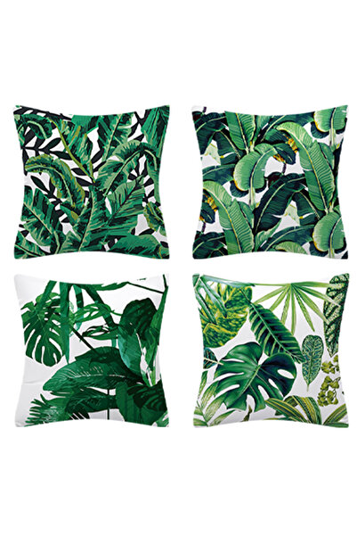 Choice 4 قطع من غطاء وسادة المربعة بنقشة نباتات ترول، مقاس 450 مم × 450 مم، م...