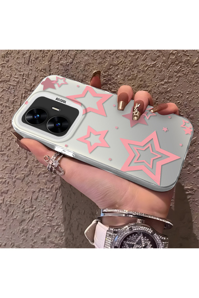 Hontinga حافظة هاتف من السيليكون متوافقة مع Realme C55، مزينة بنمط النجوم، وح...