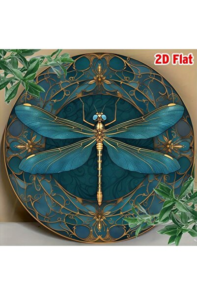 Choice 20x20 [Vintage Dragonfly Art] Vintage 8x8 Inch Round Aluminum Dragonfl...