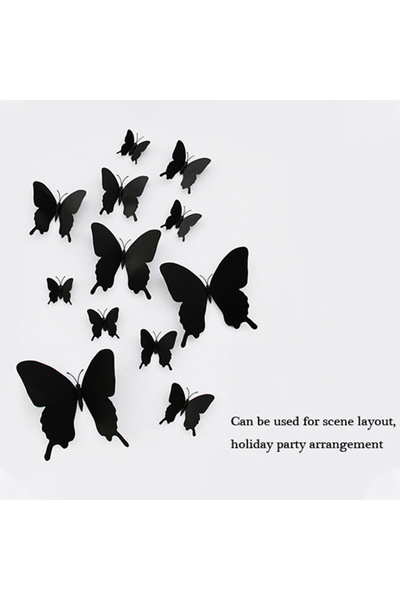 Choice 12 pcs 12Pcs/set 3D black Pteris Butterfly Wall Sticker Butterflies Ma...