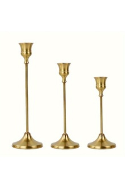 Choice 3PCS Copper Vintage Elegant Set of 3 Tabletop Candle Holders, Metal Ca...