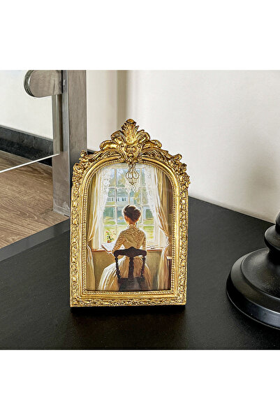 Choice Photo random 19X12X1.5cm Vintage Arch Shaped Photo Frame Gold Carved E...