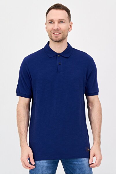 Scotch & Soda قمصان بولو رجالية بأكمام قصيرة وقصة عادية من قماش هيذر، لون كحلي