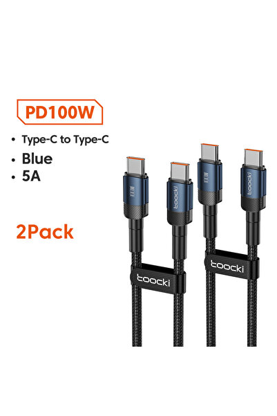 Choice45 toocki 2m 100W CC Blue 2Pcs Toki 100W Type C to USB C Cable PD 3.0 Q...