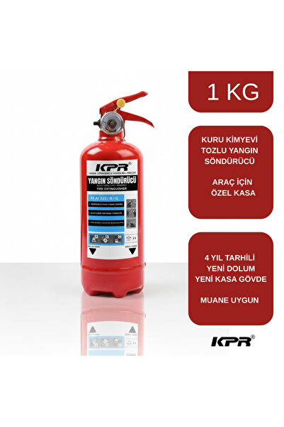 KPR YANGIN ARAÇ İÇİN ÖZEL KASA 1 KG KURU KİMYEVİ TOZLU YANGIN SÖNDÜRME TÜP + ...